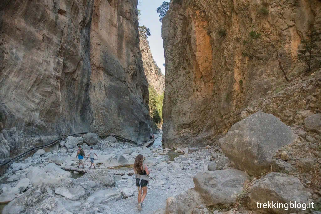 Un gruppo di persone che cammina in un canyon
